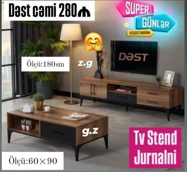 Qonaq otağı dəstləri: Yeni, Jurnal masası, TV stend, TV altlığı