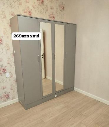 koridor dolapları: 3 qapılı paltar dolabı - Rəng: boz - Ön hissədə 2 ədəd tam boy güzgü — 1