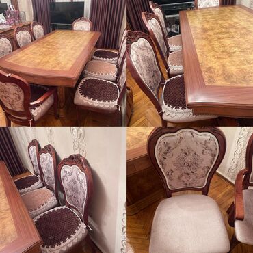 Столы: Malaziya masa desti 990₼ çox yaxşı vəziyyətdədi 8 oturacağı var