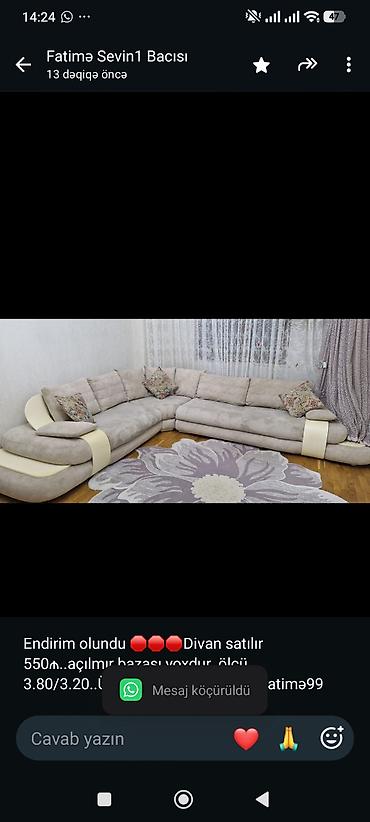 Endirim olundu 🛑🛑🛑Divan satılır 550₼. açılmır bazası yoxdur. ölçü