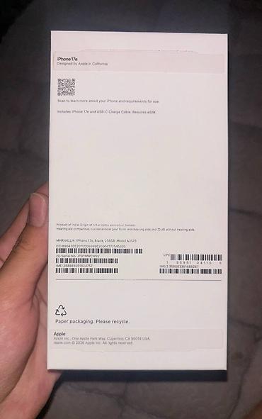 iphone xar: IPhone 17, Новый, 256 ГБ, Черный, Зарядное устройство, Кабель, Коробка, 100 % — 6