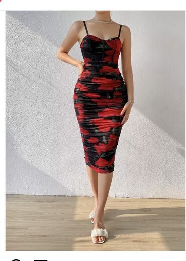 бордовое вечернее платье: Вечернее платье, Коктейльное, Средняя модель, Без рукавов, Корсет, XL (EU 42)