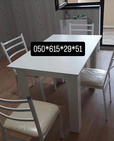 balkon masasi: Dörd nəfərlik stol,stul dəsti - Tərkib: 1 masa + 4 stul - Stil — 9