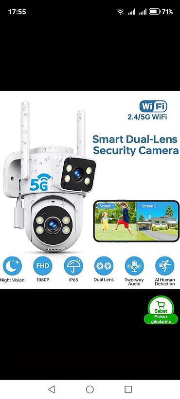Техника и электроника: Wi‑Fi PTZ təhlükəsizlik kamerası 2 lensli audio in/out kamera 2.4G ve — 2