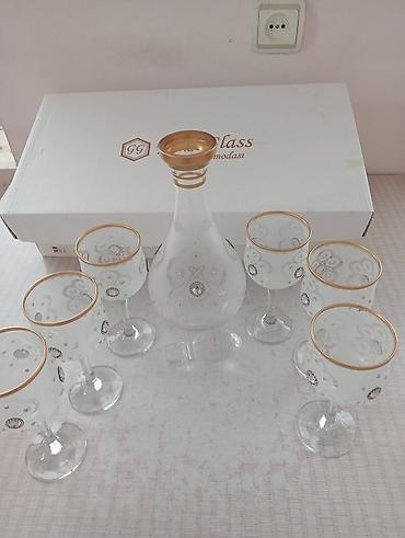 Gold Glass brendi likör/şərab dəsti - Komlekt: 1 ədəd qrafin + 6 ədəd lalafo.az -da Gold Glass brendi likör/şərab dəsti - Komlekt: 1 ədəd qrafin + 6 ədəd