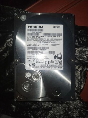 Sərt disklər (HDD): Sərt disk (HDD) Toshiba, 2 TB, 7200 RPM, 3.5", İşlənmiş