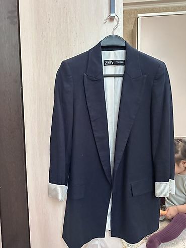 блейзеры: Женский удлинённый пиджак ZARA - Цвет: тёмно-синий (близкий к — 1