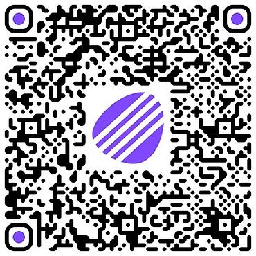 черно белый: QR-код с фирменным оформлением в чёрно-фиолетовой цветовой гамме — 1