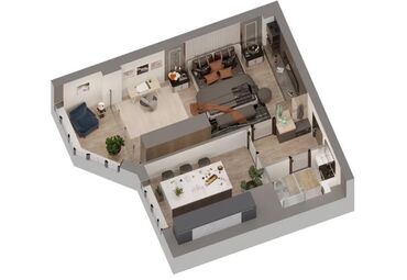 квартиры в бишкек на долгий срок: 1 комната, 42 м², Элитка, 13 этаж, ПСО (под самоотделку)