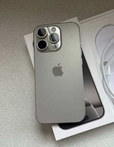 айфон 15 бишкек цена: IPhone 16 Pro, Колдонулган, 512 ГБ, Natural Titanium, Коргоочу айнек, Каптама, Кабель, 98 %