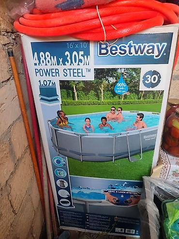 tote bag: Bestway Power Steel hovuz dəsti - Ölçü: 4.88 m x 3.05 m (16' x 10') — 2