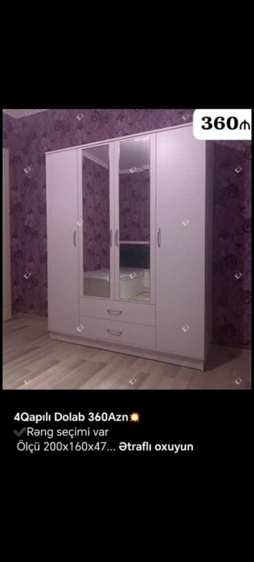 Dolablar: Yeni, 4 qapılı Düz dolab, Dolab-asılqan — 9