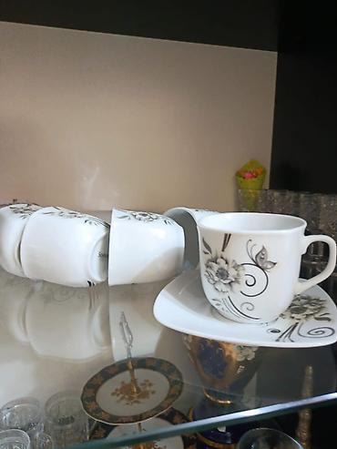 çaşkalar: Çay dəsti, rəng - Ağ, Farfor — 1