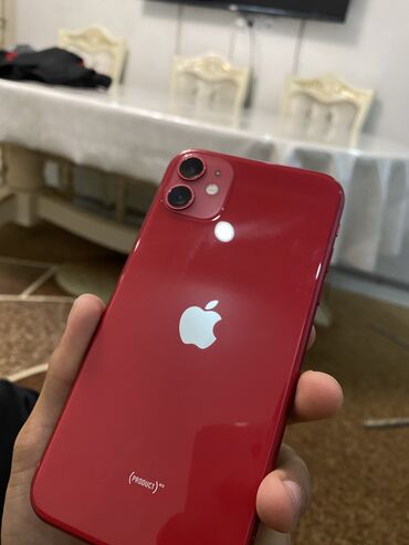 Apple iPhone: IPhone 11, Б/у, 128 ГБ, Красный, Защитное стекло, Чехол, Кабель