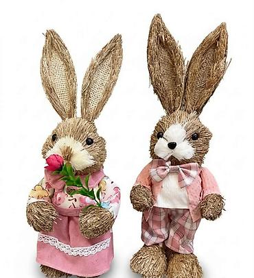 Figure: Dekorativni zeka figure – par - Materijal: prirodna vlakna/rašćka — 9