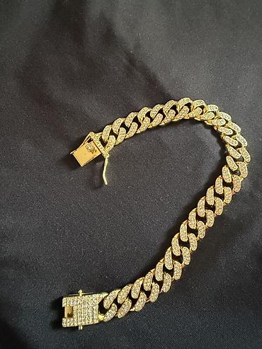 Aksesuarlar: Qızılı rəngli kubalı (Cuban) zəncir qolbaq Ayaqbagi - Material: qızılı — 3