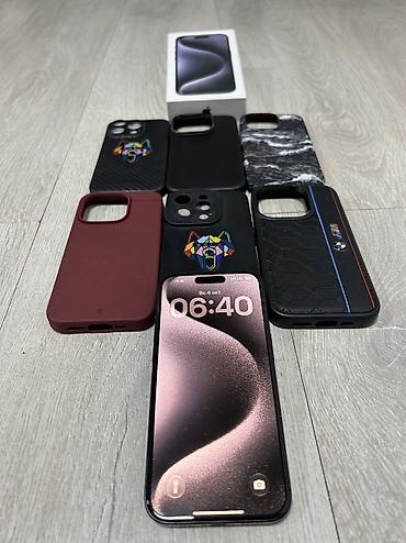iphone 1e: IPhone 15 Pro, Б/у, 256 ГБ, Blue Titanium, Кабель, Зарядное устройство, Защитное стекло, 86 % — 1