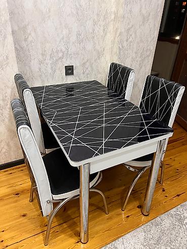 Mətbəx üçün, İşlənmiş, Açılan, Kvadrat masa, 4 stul