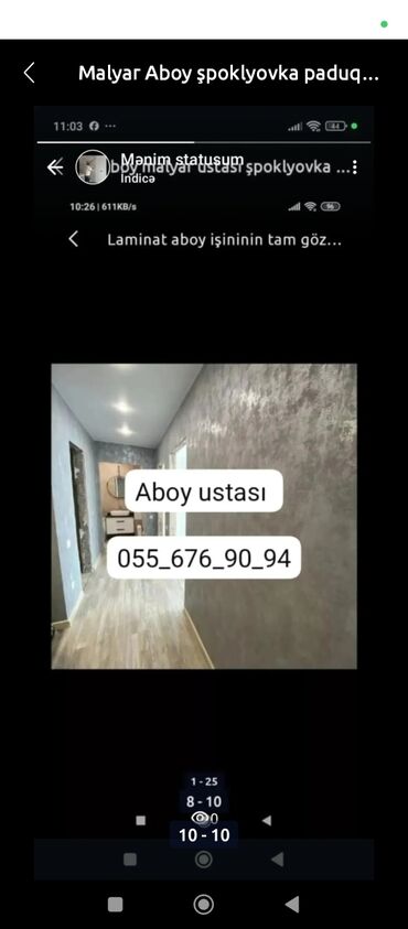 Malyar işləri: Malyar ustası Aboy ustası emulsiya ustası paduqa ustası laminat ustası -da lalafo.az — 9 Malyar işləri: Malyar ustası Aboy ustası emulsiya ustası paduqa ustası laminat ustası — 9