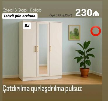 evin col divar rengleri: Yeni, Açılan, 3 qapılı Qarderob, paltar dolabı