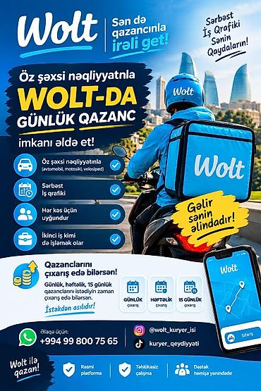 taksi parki: Sürücü-kuryer tələb olunur, Nəqliyyat təmin edilir, Gündəlik ödəniş, Təcrübəsiz — 1