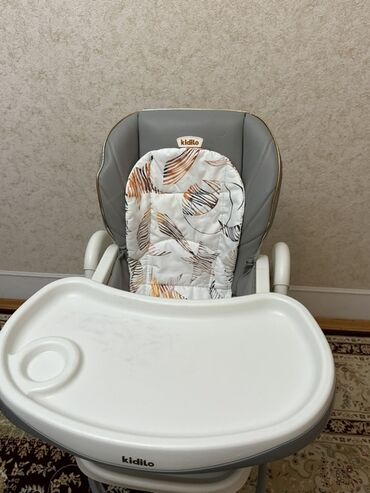 Yemək masaları, oturacaqları: Kidilo uşaq yemək stulu - Rəng: boz-ağ, naxışlı yumşaq içlik yastığı — 7