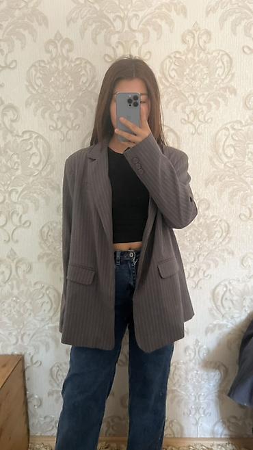 oversize: Женский oversize пиджак в тонкую полоску. Размер: 50 - Цвет — 1
