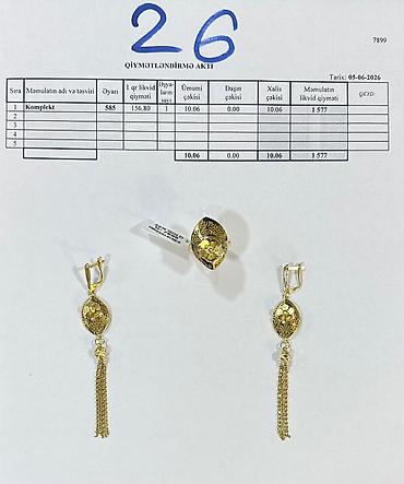 Zərgərlik dəstləri: Sarı qızıl, 585 Əyar — 9