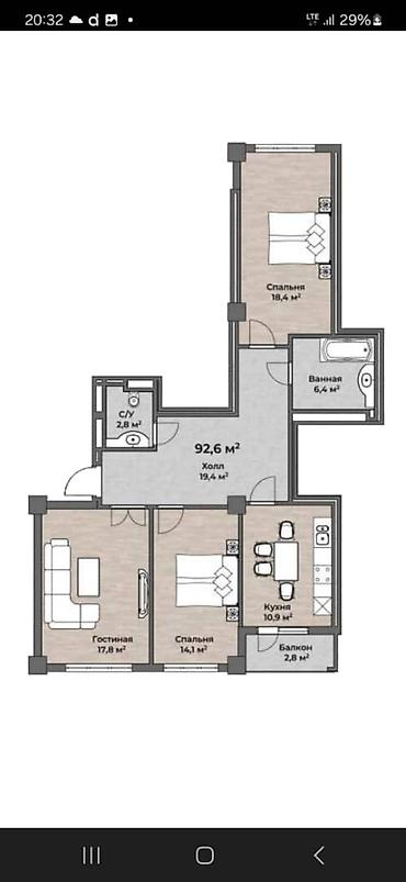 8: 3 комнаты, 92 м², Технопарк Элитка, 8 этаж — 2