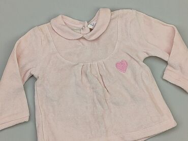 różowa bluzka z bufiastymi rękawami: Bluzka, 0-3 m, stan - Bardzo dobry