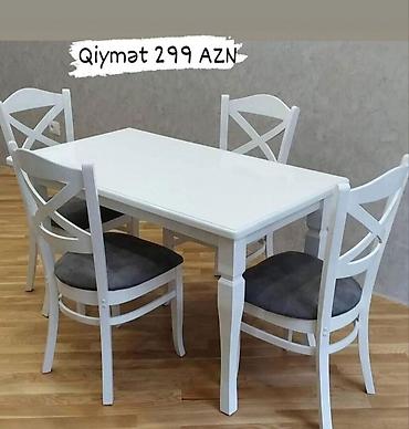 l masalar: Mətbəx üçün, Yeni, Açılmayan, Dördbucaq masa, 4 stul — 1