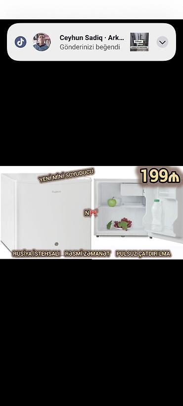 Soyuducular: Mini soyuducu – ağ rəng, komakt ölçülü, tək qapılı model. - İç — 1