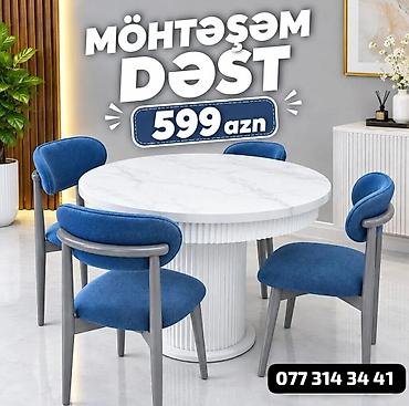 eyvan ucun stol stul: Yemək otağı üçün “Möhtəşəm Dəst” – dairəvi masa + 4 ədəd stul — 6