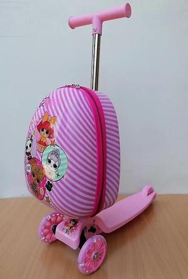 Trotineti, skejtbordovi i hoverbordovi: Dečiji trotinet sa integrisanim koferom u roze boji, idealan za — 4