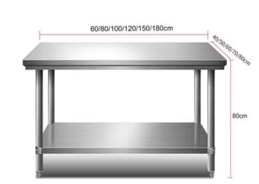 Другое оборудование для кафе, ресторанов: Кухонные столы из нержавеющей стали, 1м-0.60см высота 80см 120см