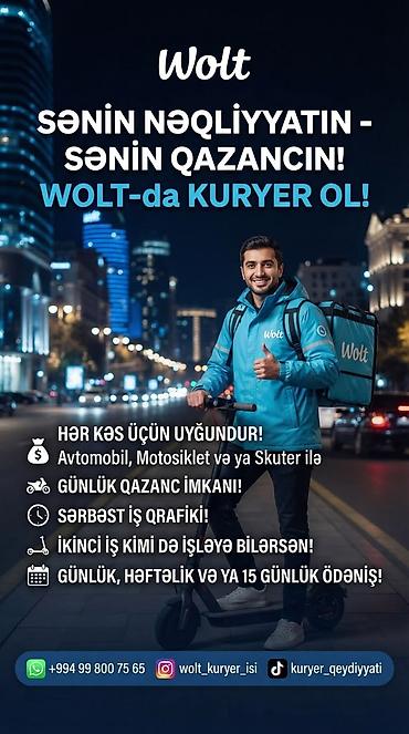 evde online iş: Moto-kuryer tələb olunur, Gündəlik ödəniş, Təcrübəsiz — 1