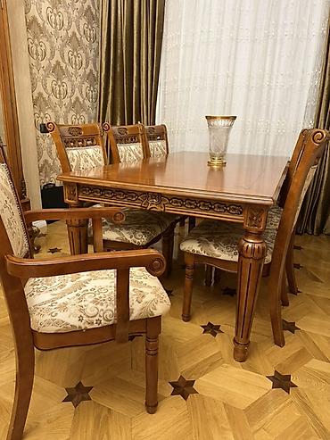 taxta biti: Klassik üslubda massiv ağacdan yemək otağı dəsti - Komplekt: 1 geniş — 2