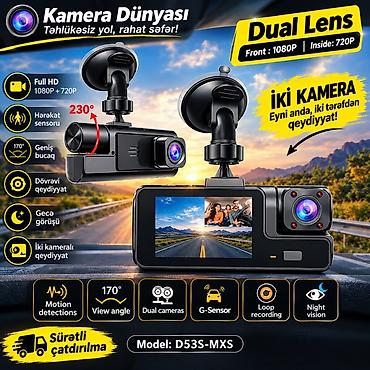 ipone 13 pro: İki Linzalı AvtoDVR – Model: D53S-MXS - Ön kamera: 1080P Full HD - — 1