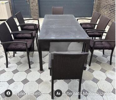 heyet ucun oturacaqlar: Новый, Прямоугольный стол, 8 стульев, Со стульями, Пластик