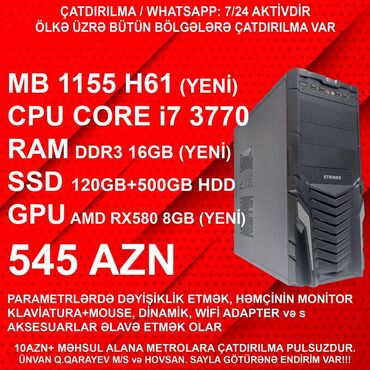 kompüter işi: ⭐TƏK KEYS – 545 AZN ⭐22” Yeni Monitorla dəst – 645 AZN
