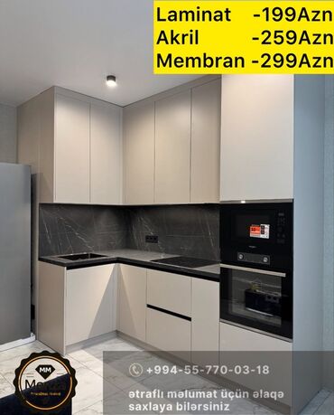 Dolablar: Model: Mətbəx Mebeli Rəng: 55 rəng seçimi Ölçü