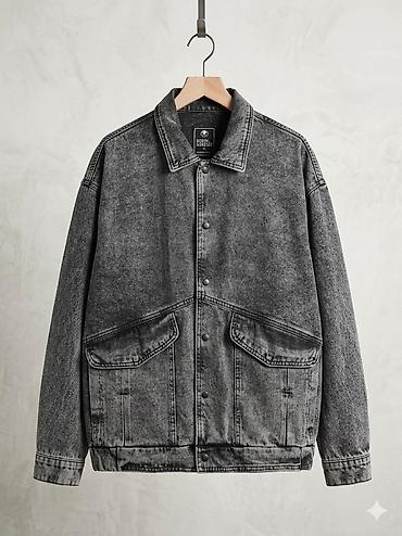 джинсова: Джинсовая куртка oversize, графитовый «варёный» деним. - Прямой — 1