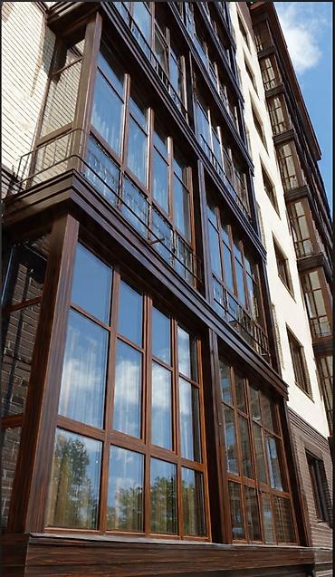 Готовые алюминиевые окна: Алюминиевые окна в темно‑сером профиле - Материал: теплый алюминиевый — 9