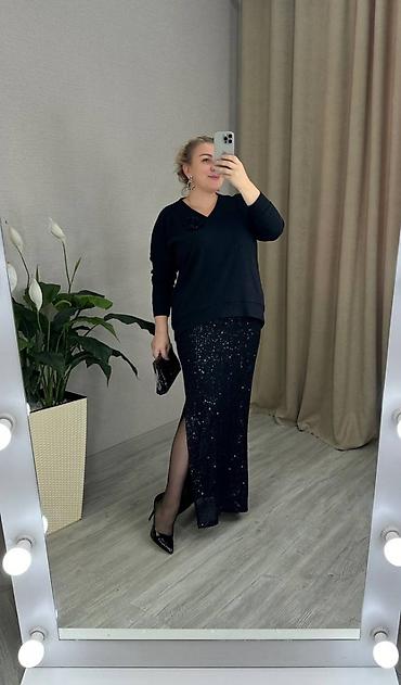 Юбки: Юбка, Модель юбки: Прямая, Макси, Высокая талия, С пайетками — 1