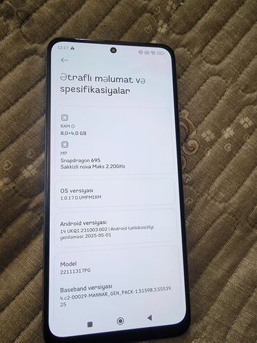 ayfon 8 plus 2 el: Poco X5 5G, 256 GB, rəng - Göy, Sensor, Barmaq izi, Face ID