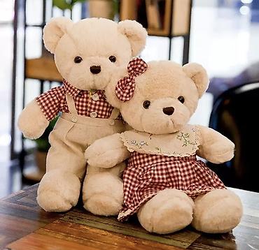 Игрушки: Мягкая игрушка «Lena Bear» — плюшевый мишка в бордовом комбинезоне с — 8