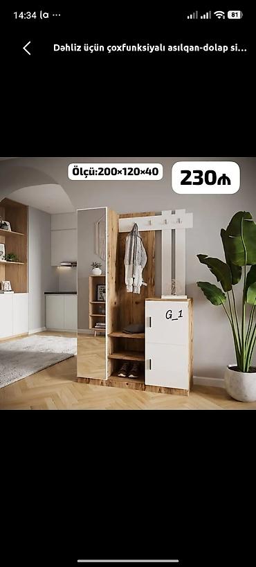 Dolab-asılqanlar: Dəhliz üçün çoxfunksiyalı asılqan-dolab sistemi - Ölçü: 200 × 120 × — 1
