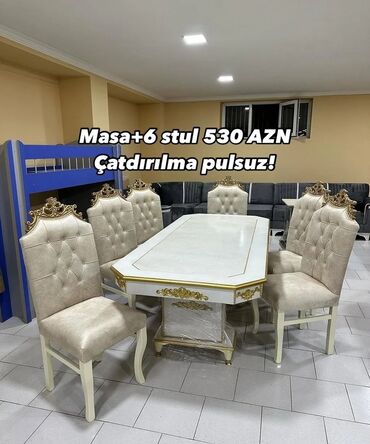 купить айфон 6 с бу: Qonaq otağı üçün, Yeni, Açılmayan, Dördbucaq masa, 6 stul