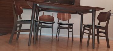 Masa və oturacaq dəstləri: Mətbəx üçün, İşlənmiş, Açılmayan, Dördbucaq masa, 6 stul — 4