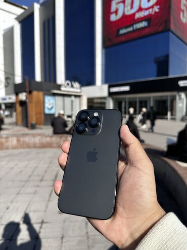 Apple iPhone: IPhone 14 Pro, Б/у, 128 ГБ, Jet Black, Защитное стекло, Чехол, Коробка, 89 %